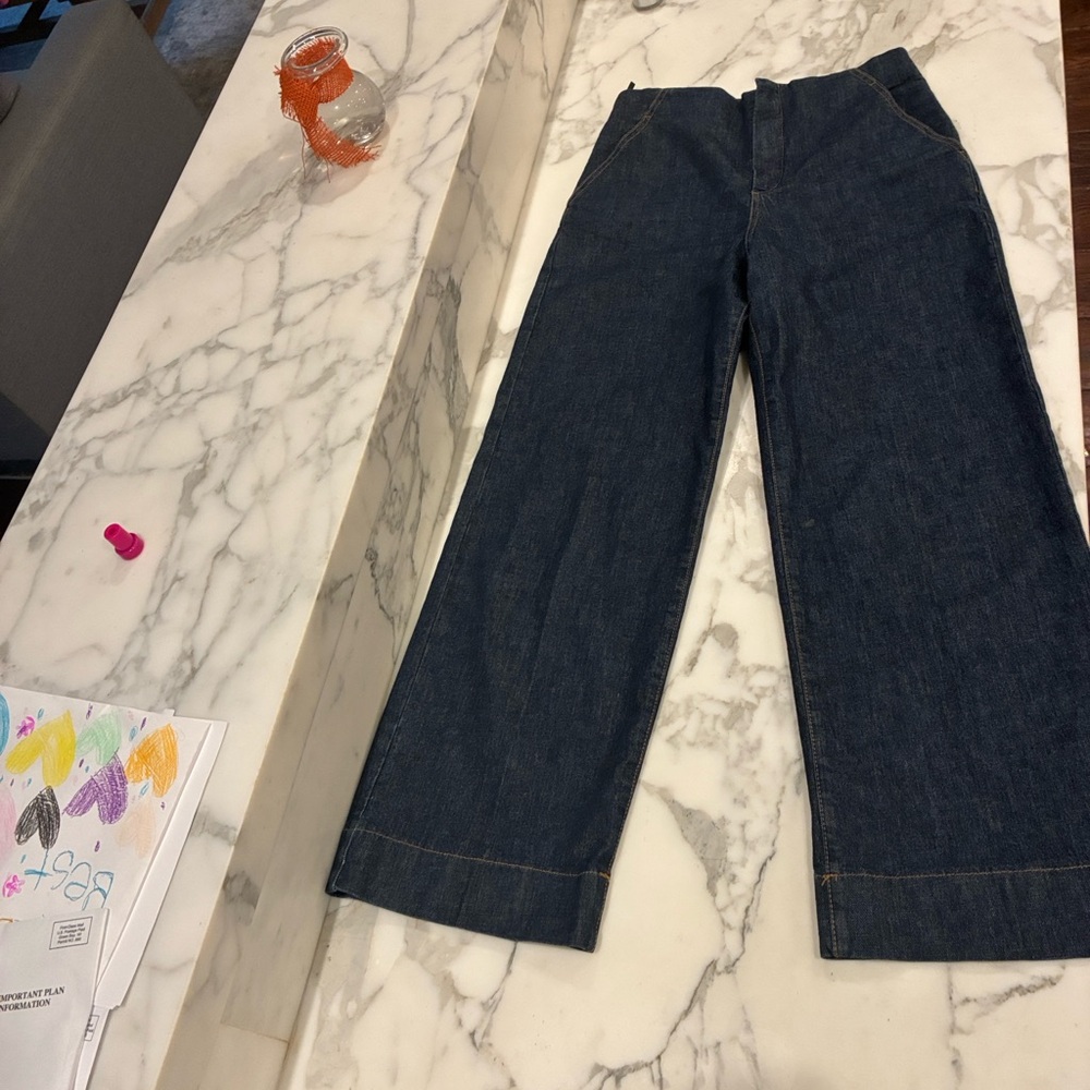 Scanlan Theodore Dark Blue Cropped Wide-Leg Jeans - Picture 3 of 12